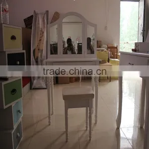 Wooden Furniture Make-up Dressing Table, Wooden Dresser With Mirror and Bench thumbnail-4