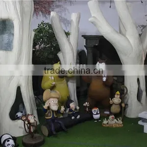 Fiberglass Polyresin Bald Head Bear Statue Combination Cartoon Character Figurine thumbnail-2