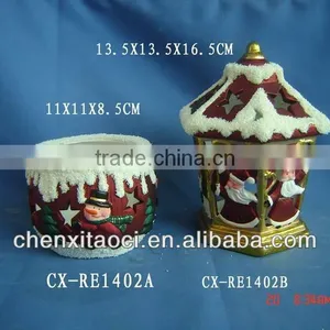 White Porcelain LED Solar Light, LED Christmas Solar Light-Ceramic Christmas Items thumbnail-1