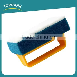 Toprank Customized Colorful Rectangle Shape Kitchen Cleaning Pads Dish Pot Cleaning Sponge Scouring Brush With Plastic Handle thumbnail-3
