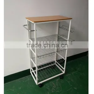Kitchen Metal Basket Dipaly Rack Vegatable and Friuit Storage Trolley thumbnail-2