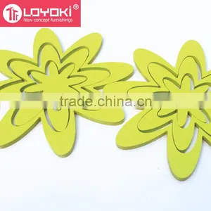 Wall Stickers DIY Wood 3D Flower Shape Home Decal Living Room Murals Wall Wood Furniture Sticker Decor thumbnail-5