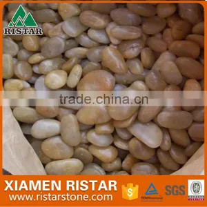 Polished Yellow Natural River Pebble Stone thumbnail-1