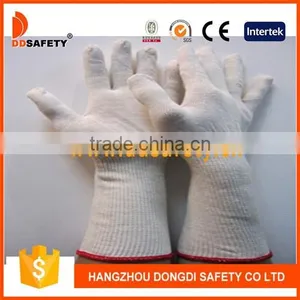 DDSAFETY 2017 13 Gauge 3 Threads Long Cuff Natural Cotton String Knitted Safety Gloves thumbnail-1
