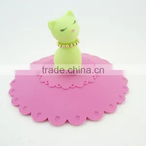 Food Grade Silicone Rubber Anti-dust Airtight Seal Silicone Drink Cup Lids With Cat Head Shape thumbnail-1