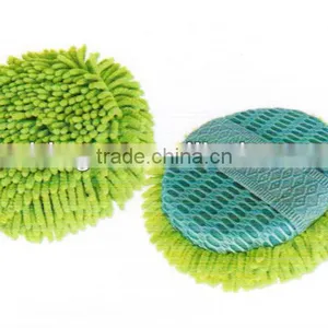 Round Chenille Wash Sponge Pad With Slot Mesh and Band thumbnail-1