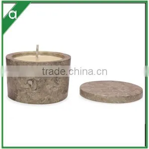 Multi Sizes of Scented Candle in Marble Vessel With Lid thumbnail-2