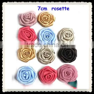 Trendy Handmade Rolled Rosette Flower Ribbon Satin Ribbon Rose Flower thumbnail-1