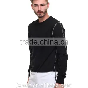 Fields French Terry Fabric Rounded Neck Hem Printed Trim Drop Tee Color Block t Shiet for Men thumbnail-3