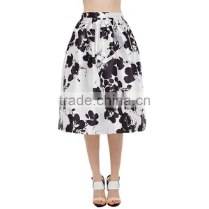 MGOO High Quality Imported Women White Umbrella Skirt With Floral Print High Waist Street Style 15146A368 thumbnail-6