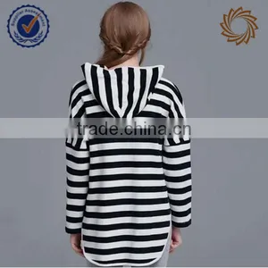 Longline Curve Hem Striped Cute Hoodies for Women thumbnail-2