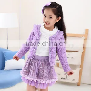 2016 New Long Sleeved Lace Three Piece Set Sweet Princess Dress thumbnail-1