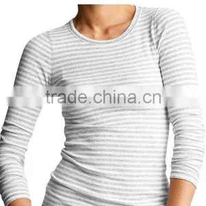 WOMENS STRIPED LONG SLEEVE T SHIRT thumbnail-1