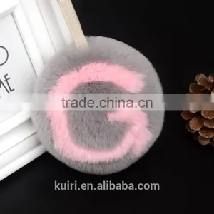 Factory Directly China Supplier Letter Pom Pom Ball Bag Accessory Fox/rabbit Fur Keychain thumbnail-3