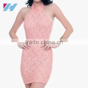 YIHAO Fashion Apparel Wholesales Pink Printed Bodycon Ladies Party Dress Sexy Backless Casual Sleeveless Bandage Mini Dress thumbnail-1