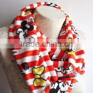 Scarf , Printed White Scarf ,Printed Infinity Scarf ,White Infinity Scarf thumbnail-4