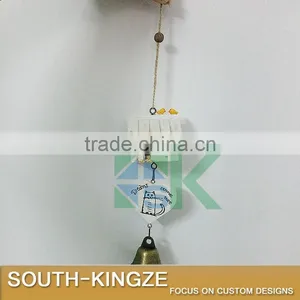 White Wood House Cat Plate Brass Stainless Ringing Bell thumbnail-1