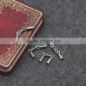 New New Design Thailand Sterling Silver Hook and Eye Clasp Cord Tip With Big Hole thumbnail-1