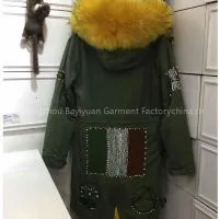 2016 Yellow Winter Fur Coat,Britain Flag Women Faux Fur Coat,Real Hood For Women Fur Coat thumbnail-3