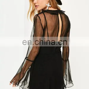 OEM Lady Clothes Black Pleated Layered Shift Dress 2017 thumbnail-2