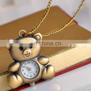 New Fashion Cute Pocket Watch Little Bear Pendant Necklace Women Dress Quartz Watches Gift thumbnail-5