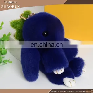 Colored Rabbit Shape Chain Custom Keychain Soft Rabbit Fur Ball Key Chain thumbnail-4