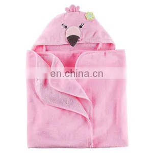 New Baby Gift Towel Custom OEM Pretty Pink Flamingo 100% Bamboo Baby Bath Hooded Towel thumbnail-2
