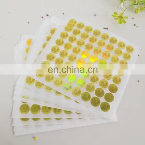 Wholesale Customized Gold Foil Sticker Round Adhesive Label Laser Anti-counterfeiting Labels thumbnail-1
