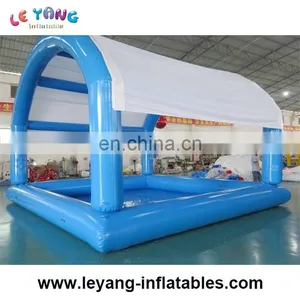 Commercial Grade Rectangular Water Pool With Tent Sunshade / 6m Inflatable Pool With Roof thumbnail-1