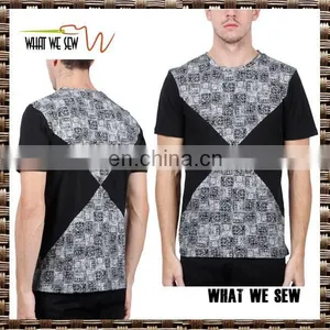 Panneled 100%cotton Mens Fashion T-shirt 2015 Short Sleeve T-shirts With Printed Pannels thumbnail-1