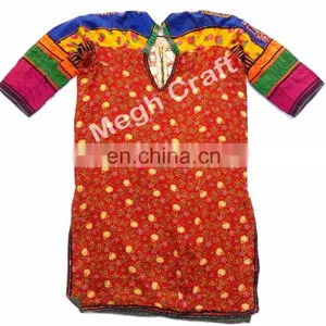 Kuchi Afghan Dress Top - Afghani Costume Banjara Mirror Work Tunic Top - Tribal Hippie Style Costume Dress thumbnail-3