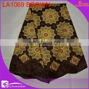 Big Voile Lace African Fashion Lace Fabric Charinter Lace Swiss Voile Big Lace African Wedding Lace Fabric LA1069 Brown thumbnail-1