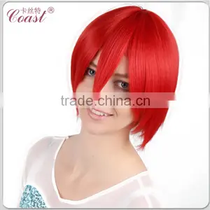 Short Straight Red Synthetic Cosplay Boys Wig thumbnail-2