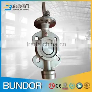 Chemical Industry Dn100 Inox Stainless Steel Manual Eccentric Metal Seal Butterfly Valve thumbnail-3