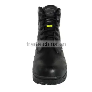 6 Inches Black Leather Steel Toe Cap Military Boots With Zipper thumbnail-4