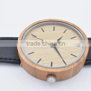 Wholesale Customized Personalized Fashion Wood Case Watch Men Custom Logo Wrist Watch With Leather Band thumbnail-5