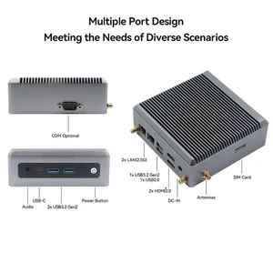 Fanless Compact Mini PC Alder Lake N100 Quad Core 3.4GHz 2*HDMI Dual LAN Rugged Computer for Industrial Control/Home Entertainment thumbnail-4