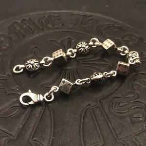 925 Sterling Silver Bracelets for Women Men Fine Accessories Trend Vintage Flower Pattern Pendant Bracelet Party Jewelry Gift thumbnail-5