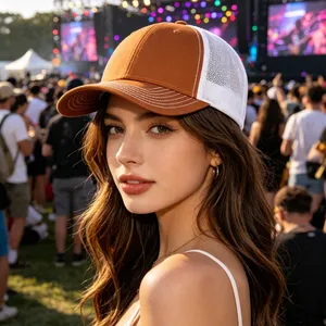 Blank Two Tone Mesh Trucker Hat Curved Brim Adjustable Snapback Baseball Cap Custom Logo Promotional Sports Caps Wholesale thumbnail-1