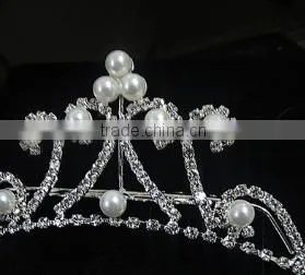 Crystal Bridal Wedding Crown With Pearl Hair Comb Tiaras, Fashion Wedding Crown thumbnail-2