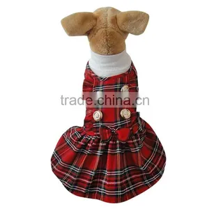 Wholesale Scotland Plaid Decorative Border Dog Skirt With White Collar thumbnail-1