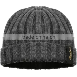 High Quality Multi Color Acrylic Knitted Beanie Caps With Woven Label thumbnail-2