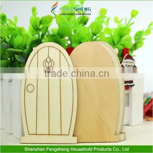 Unpainted Plaque Laser Cut Wooden Fairy Faerie Elf Doors Craft With Plaque Christmas Decorations thumbnail-2