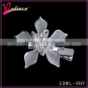 2015 Wholesale Hair Accessories Made in China,kids Accessories Metal Flower Hairpins With Rhinestone thumbnail-4
