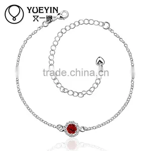 Size 20CM+10CM Thin Chain Casting Ruby Silver Anklet Jewelry thumbnail-1