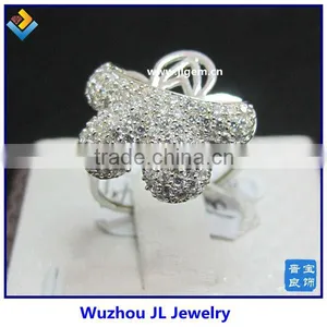 Flower CZ Gems Silver Ring Fashion Jewelry For Ladies Party thumbnail-1