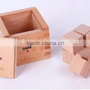 Hot Sale Kids Toys 7*7*6.8cm Size Gabe Toys OEM Natural Wooden Divided Cube thumbnail-2