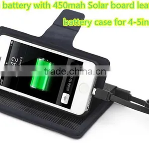 3000mah Battery With 450mah Solar Board Leather Battery Case for 4-5inch Phone thumbnail-1