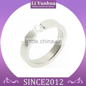 Stainless Steel Rings Matte Polish Tension Setting Rings With Zircon thumbnail-1