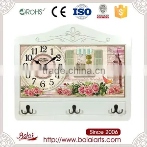 Leisure Style Design Fresh Color Round Dial Mdf Wood Frame Clock thumbnail-1